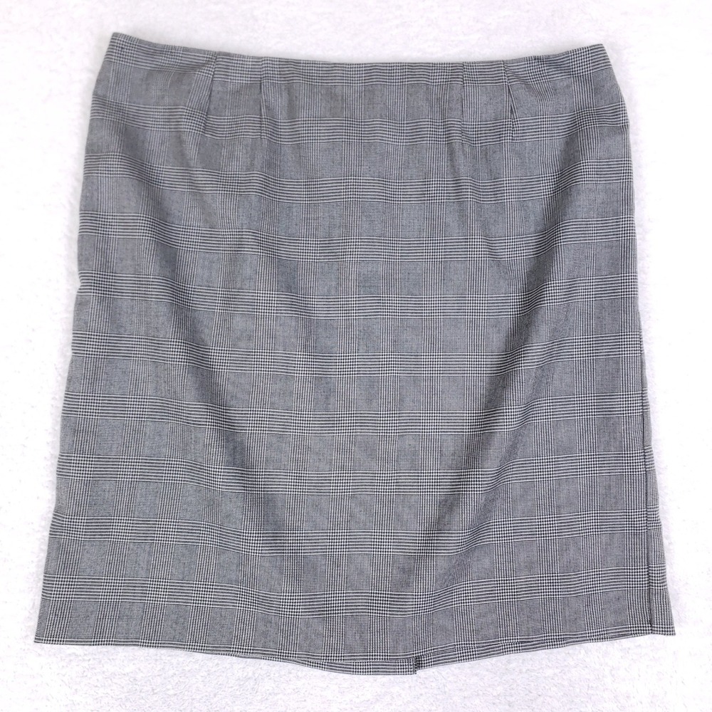New York & Company Skirt Womens 18 Plus Glen Plaid Pencil Grey Dark Academia